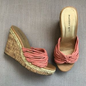 Madden Girl Cork Wedge With Coral Macrame Strap